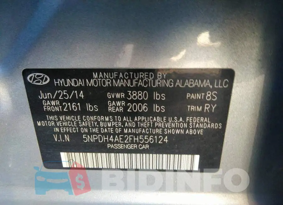 5NPDH4AE2FH556124 Photo# 9