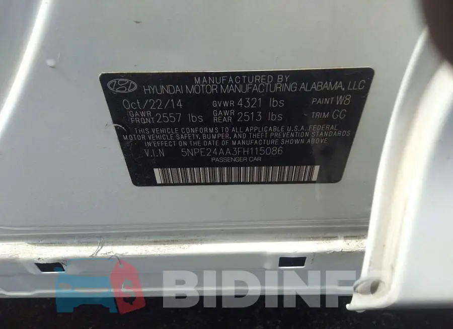 5NPE24AA3FH115086 Photo# 9
