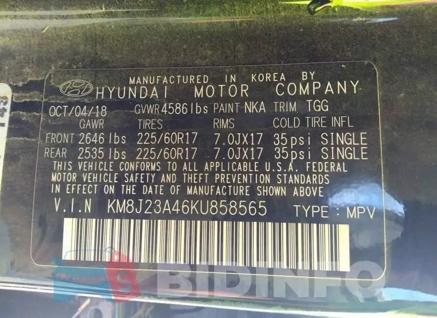 KM8J23A46KU858565 Photo# 9