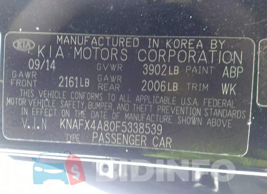 KNAFX4A80F5338539 Photo# 9