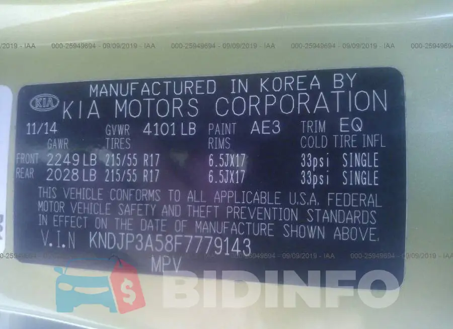 KNDJP3A58F7779143 Photo# 9