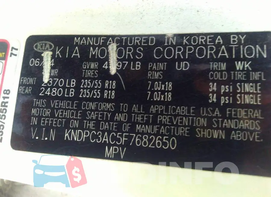 KNDPC3AC5F7682650 Photo# 9
