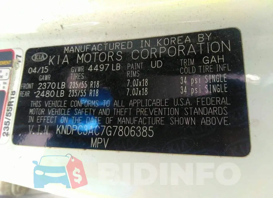 KNDPC3AC7G7806385 Photo# 9