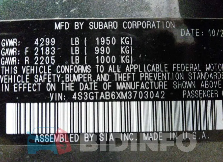 4S3GTAB6XM3703042 Photo# 9