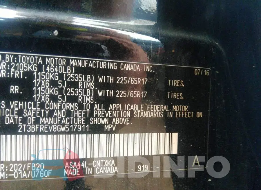 2T3BFREV8GW517911 Photo# 9