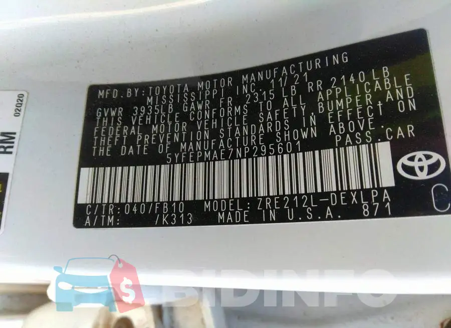 5YFEPMAE7NP295601 Photo# 9