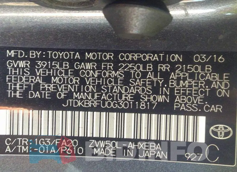 JTDKBRFU0G3011817 Photo# 9