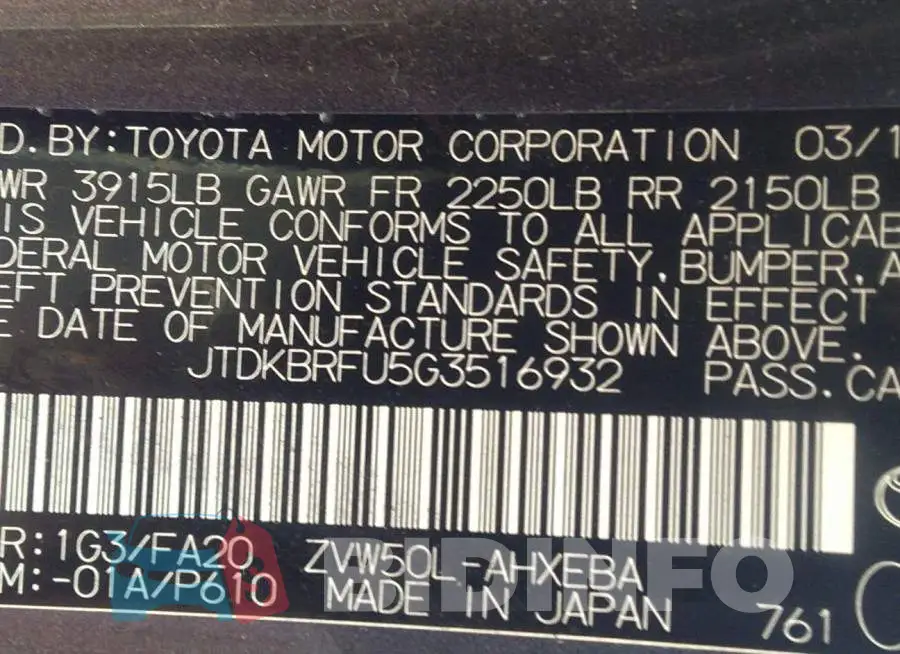 JTDKBRFU5G3516932 Photo# 9