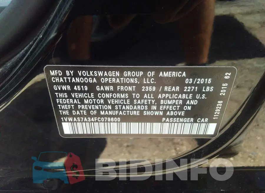1VWAS7A34FC079600 Photo# 9