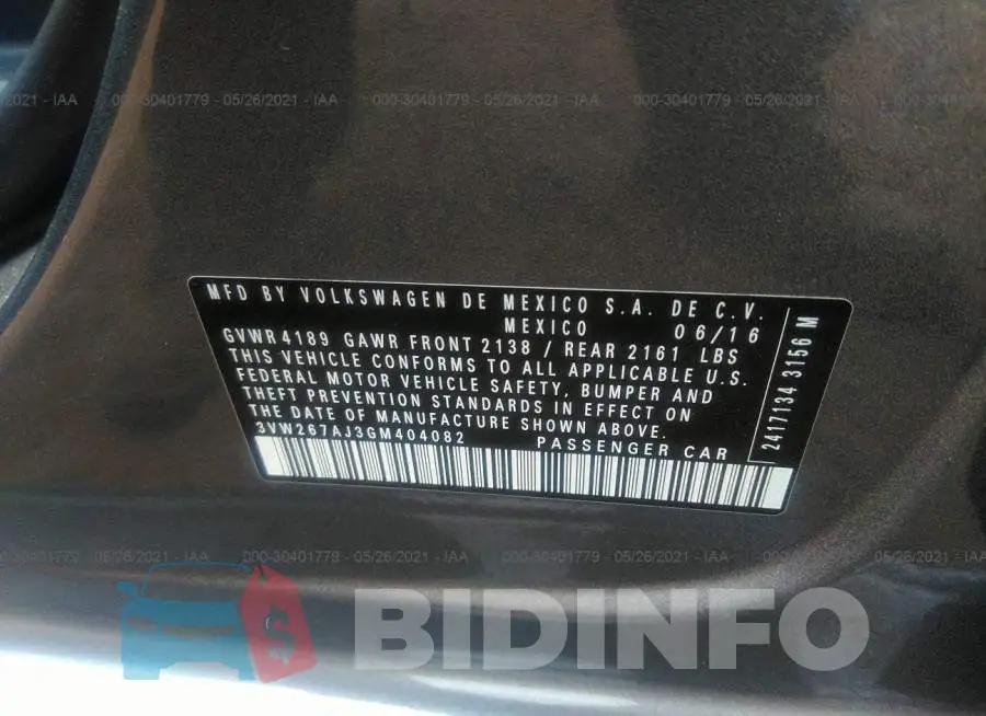 3VW267AJ3GM404082 Photo# 9