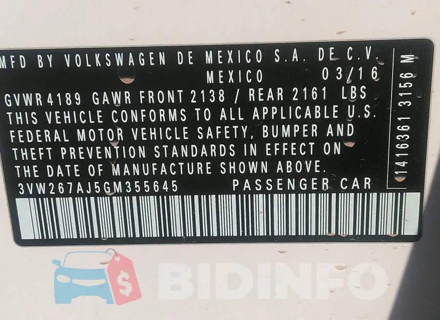 3VW267AJ5GM355645 Photo# 9