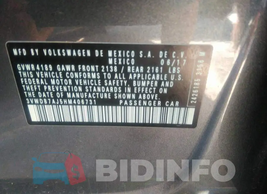 3VWDB7AJ5HM406731 Photo# 9
