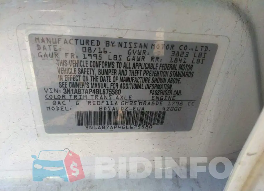 3N1AB7AP4GL675580 Photo# 9