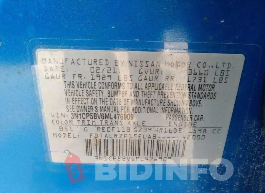 3N1CP5BV6ML476909 Photo# 9
