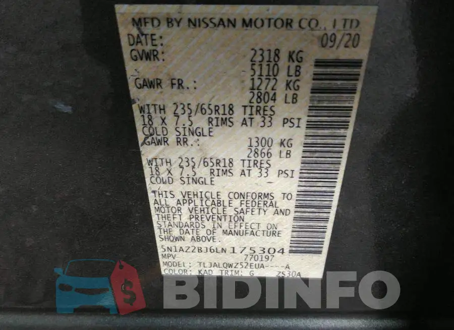 5N1AZ2BJ6LN175304 Photo# 9