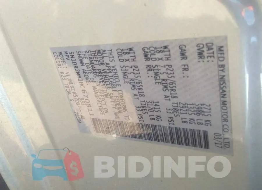 5N1DR2MM1HC670811 Photo# 9
