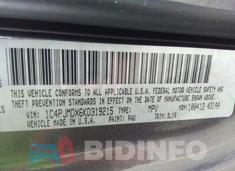 1C4PJMDX6KD319215 Photo# 9