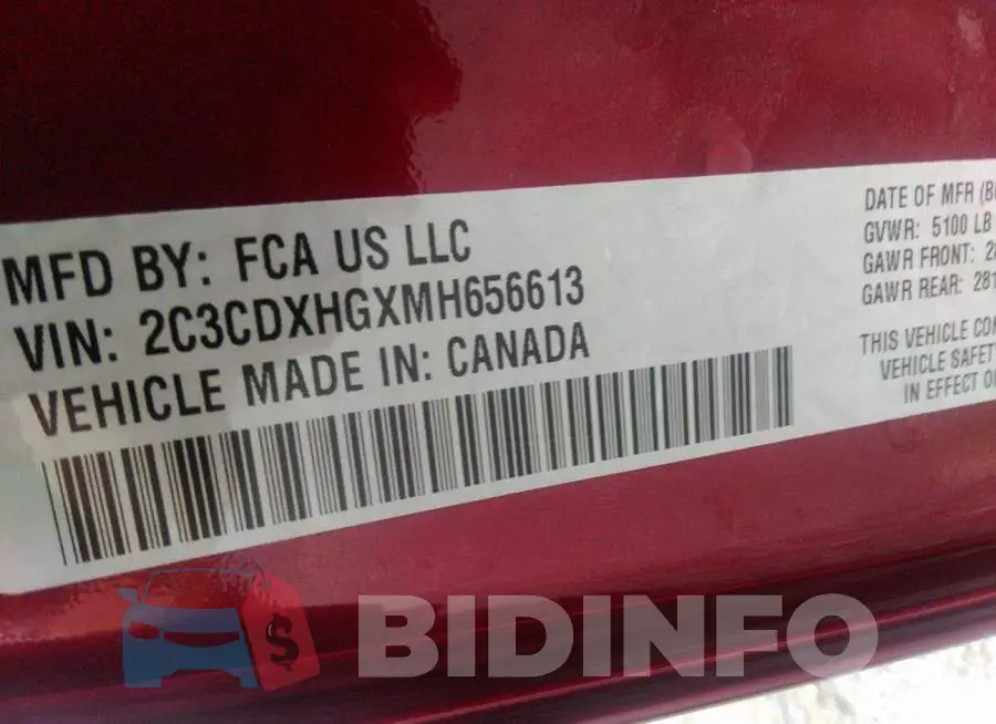 2C3CDXHGXMH656613 Photo# 9