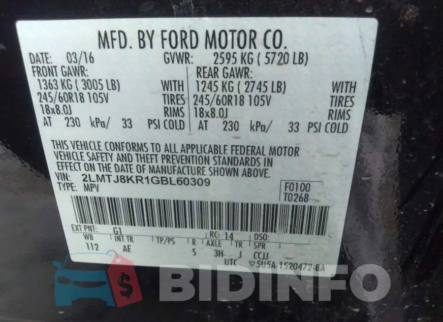 2LMTJ8KR1GBL60309 Photo# 9