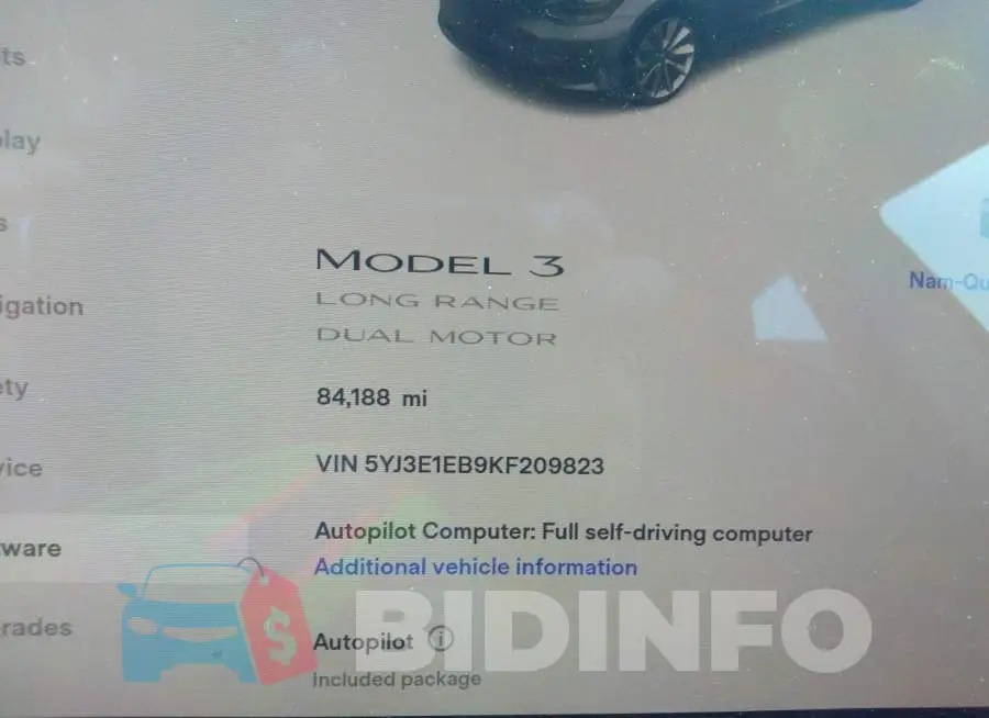 5YJ3E1EB9KF209823 Photo# 7