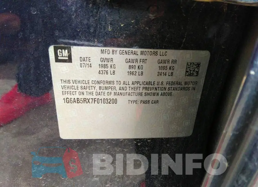 1G6AB5RX7F0103200 Photo# 9