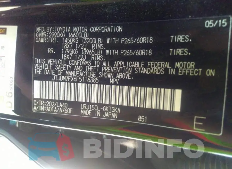 JTJBM7FX6F5116385 Photo# 9