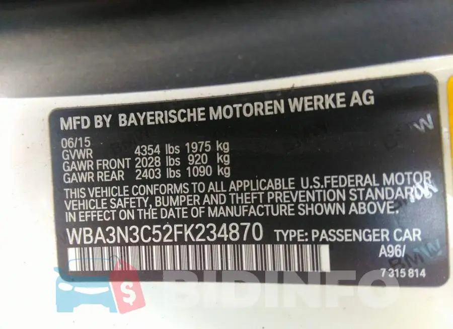WBA3N3C52FK234870 Photo# 9