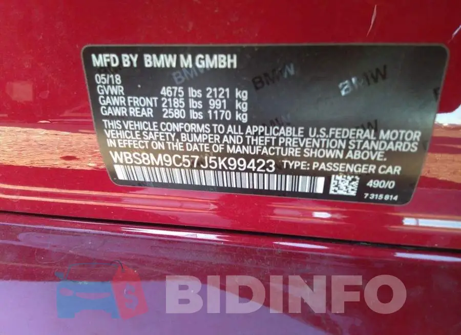 WBS8M9C57J5K99423 Photo# 9