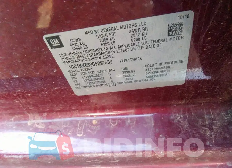 1GC1KXE89GF297539 Photo# 9