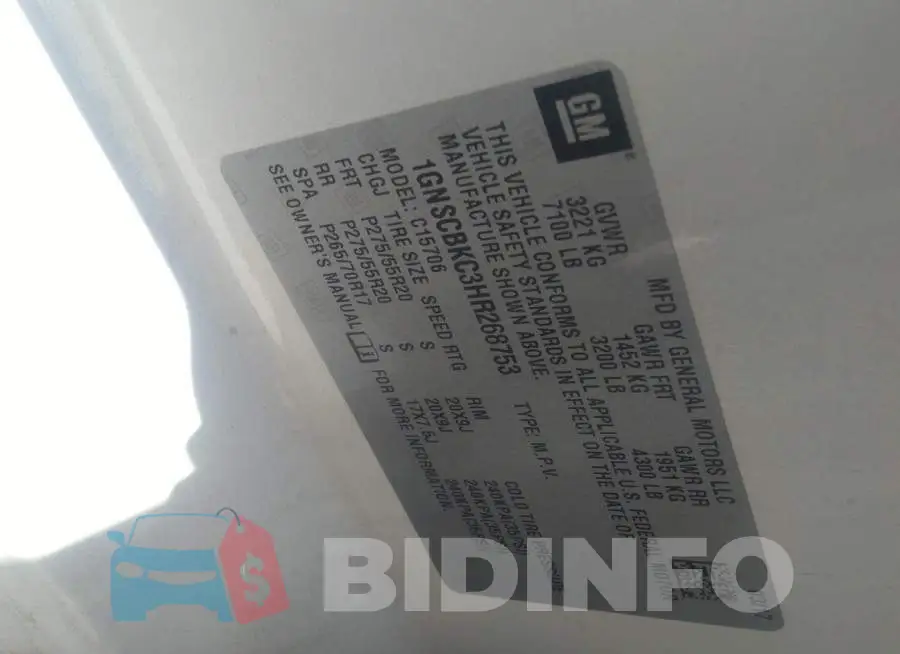 1GNSCBKC3HR268753 Photo# 9