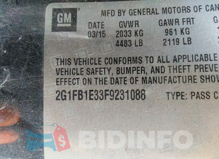 2G1FB1E33F9231088 Photo# 9