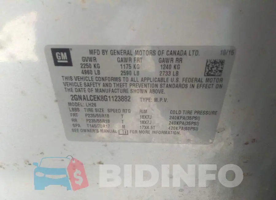 2GNALCEK8G1123882 Photo# 9