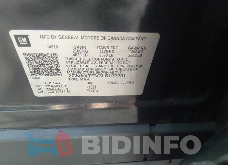 2GNAXTEV3L6122201 Photo# 9