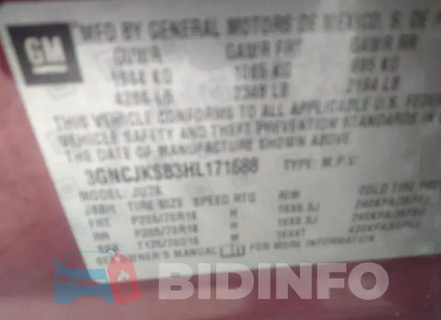 3GNCJKSB3HL171688 Photo# 9