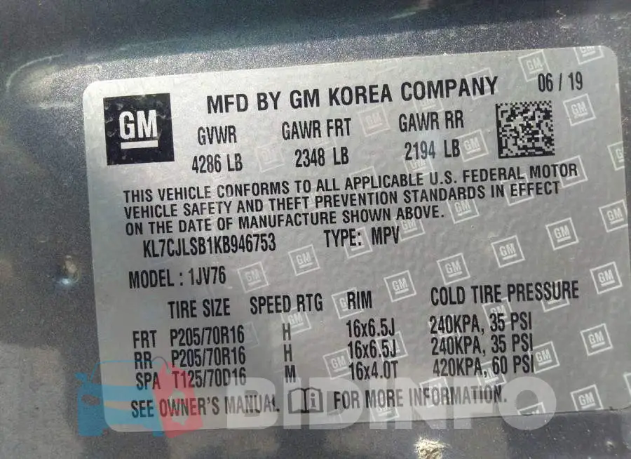 KL7CJLSB1KB946753 Photo# 9