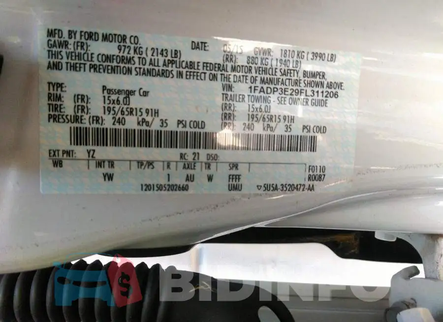 1FADP3E29FL311206 Photo# 9