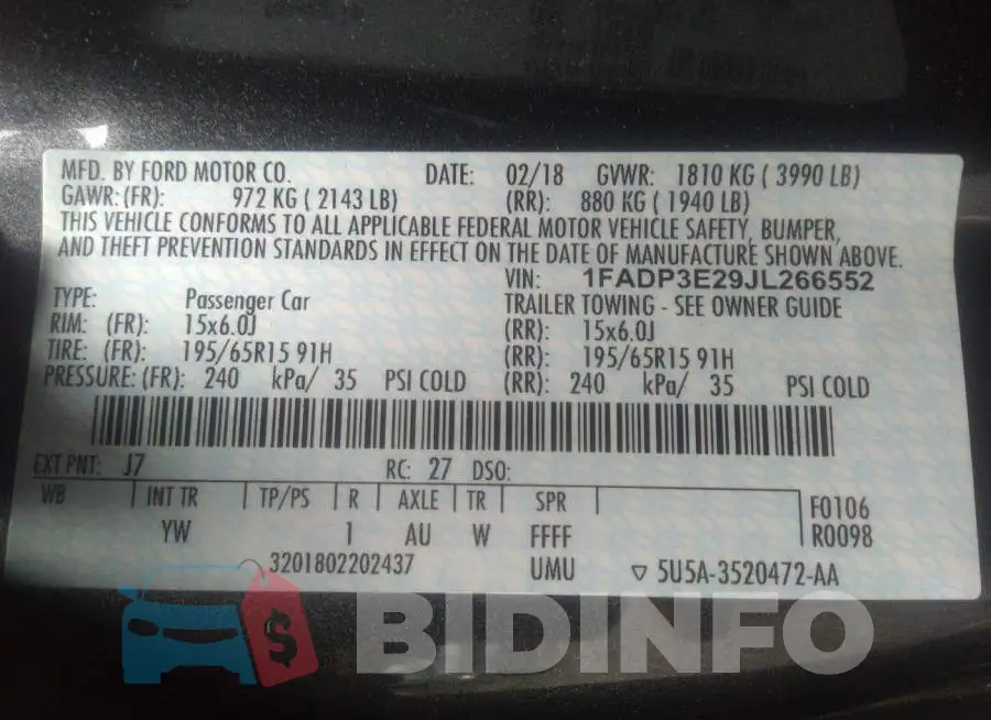 1FADP3E29JL266552 Photo# 9