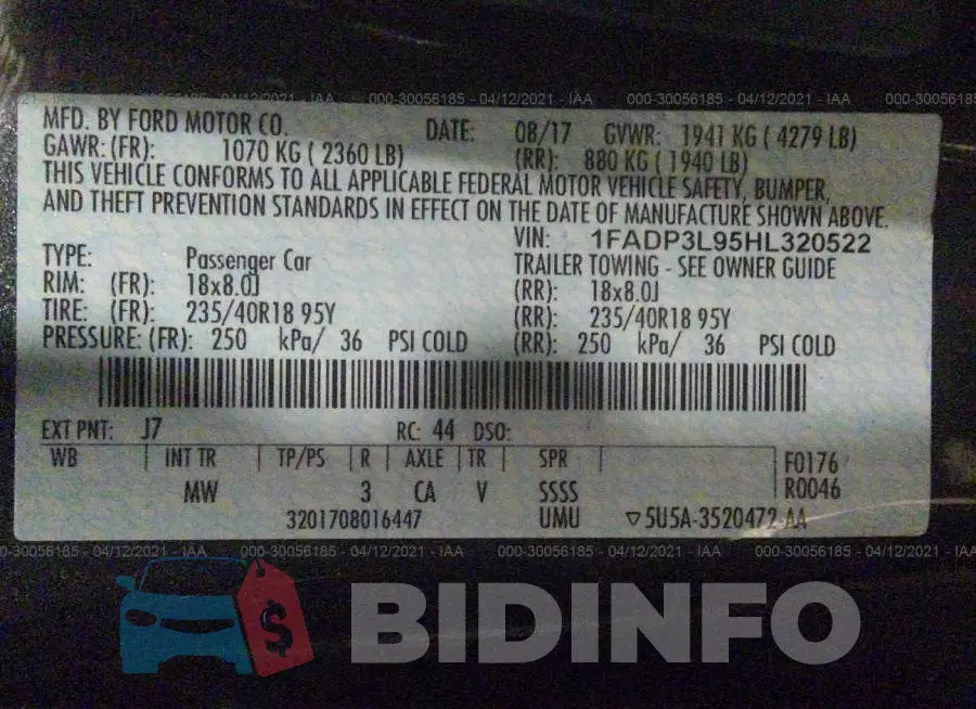 1FADP3L95HL320522 Photo# 9