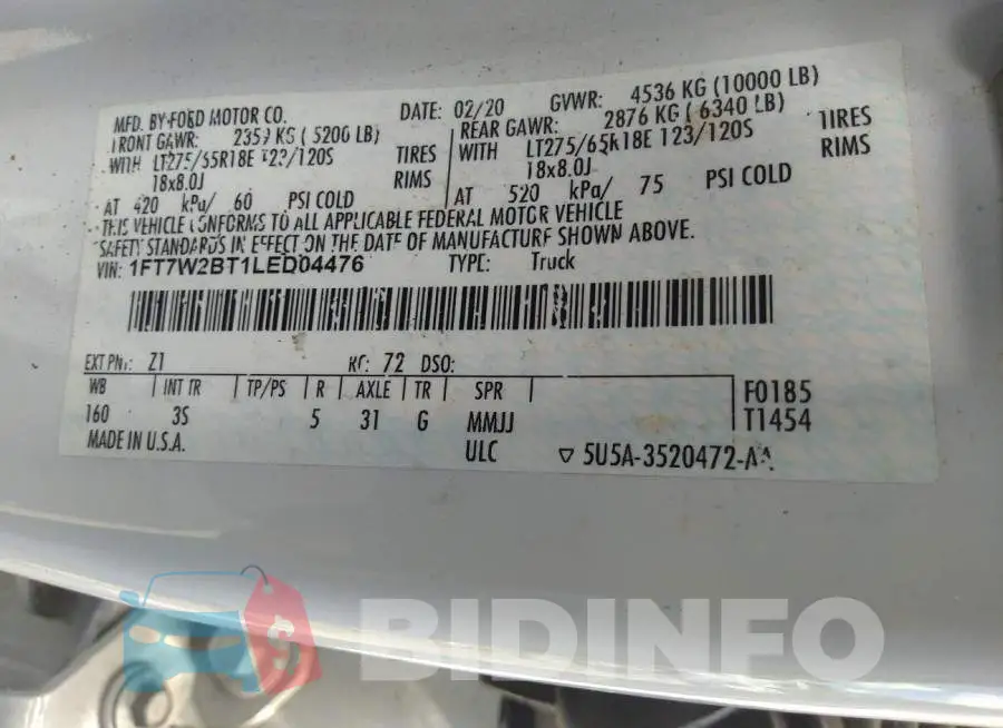 1FT7W2BT1LED04476 Photo# 9