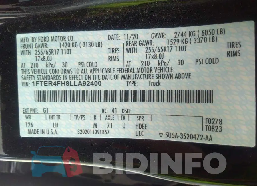 1FTER4FH8LLA92400 Photo# 9