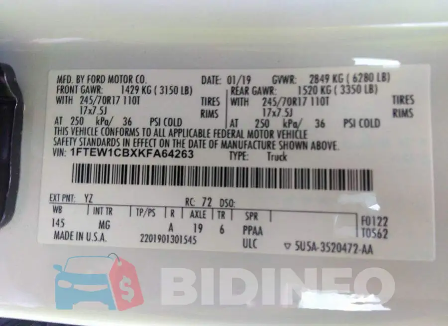 1FTEW1CBXKFA64263 Photo# 9