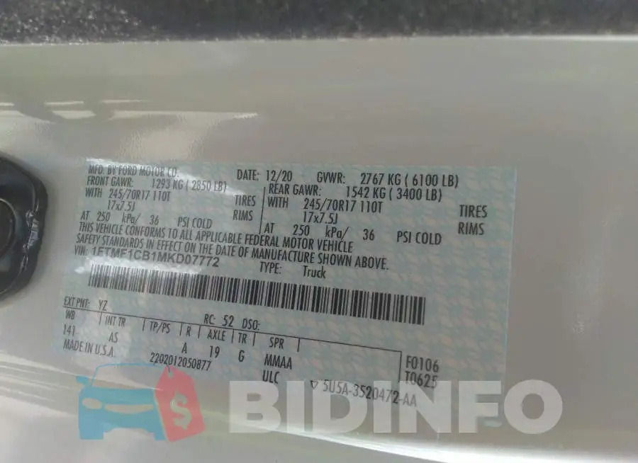 1FTMF1CB1MKD07772 Photo# 9