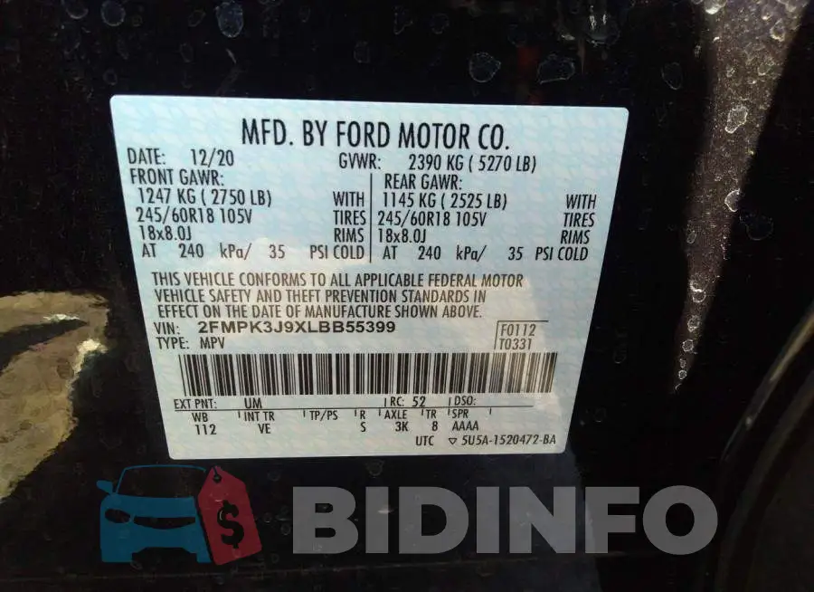 2FMPK3J9XLBB55399 Photo# 9