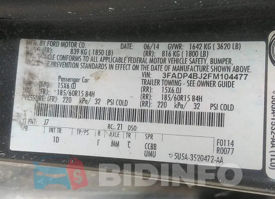3FADP4BJ2FM104477 Photo# 9