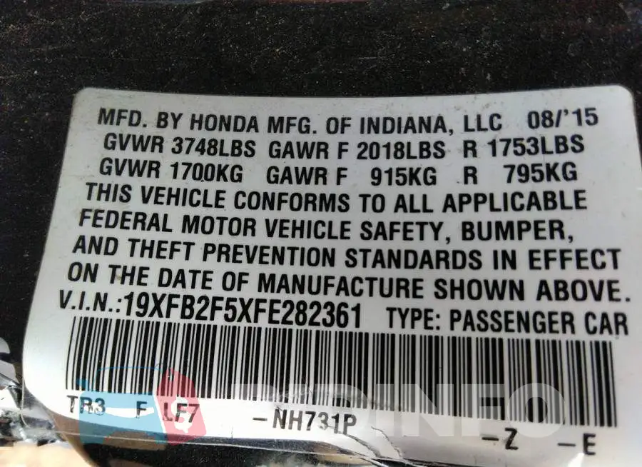 19XFB2F5XFE282361 Photo# 9