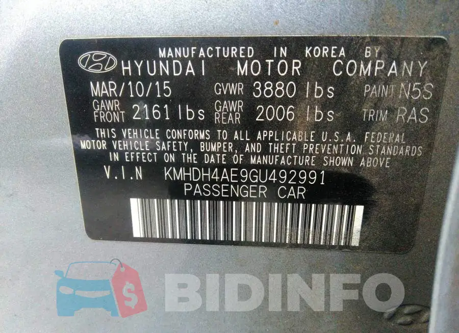 KMHDH4AE9GU492991 Photo# 9