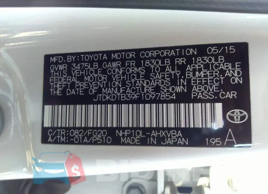 JTDKDTB39F1097854 Photo# 9