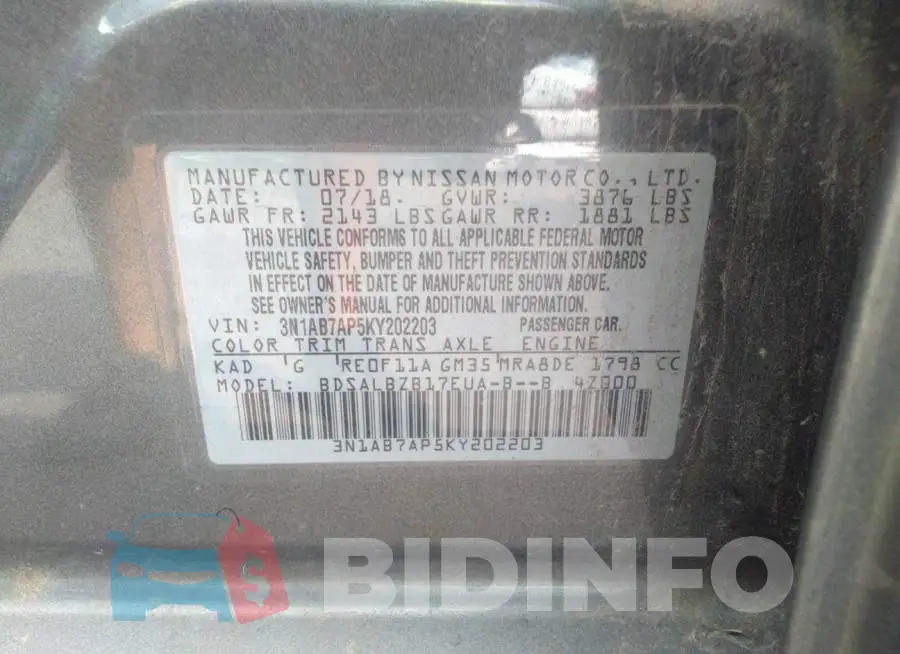 3N1AB7AP5KY202203 Photo# 9