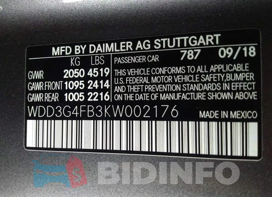 WDD3G4FB3KW002176 Photo# 9