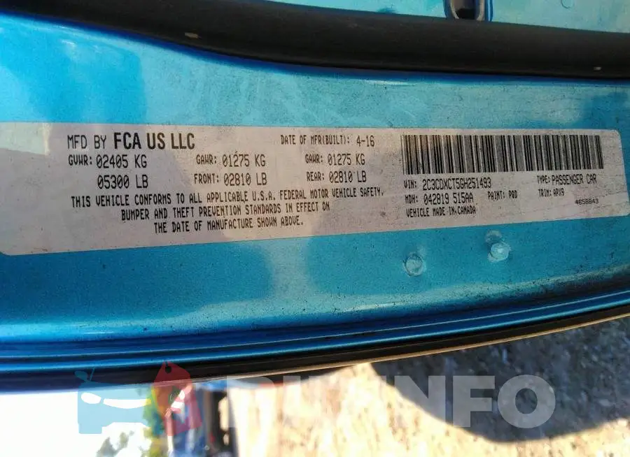 2C3CDXCT5GH251493 Photo# 9
